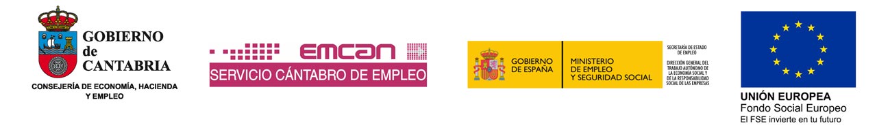 Esta empresa ha recibido una subvención cofinanciada al 50% por el Gobierno de Cantabria y el Fondo Social Europeo, a través del Programa Operativo FSE de Cantabria 2014-2020 Esta empresa ha recibido una subvención cofinanciada al 50% por el Gobierno de Cantabria y el Fondo Social Europeo, a través del Programa Operativo FSE de Cantabria 2014-2020